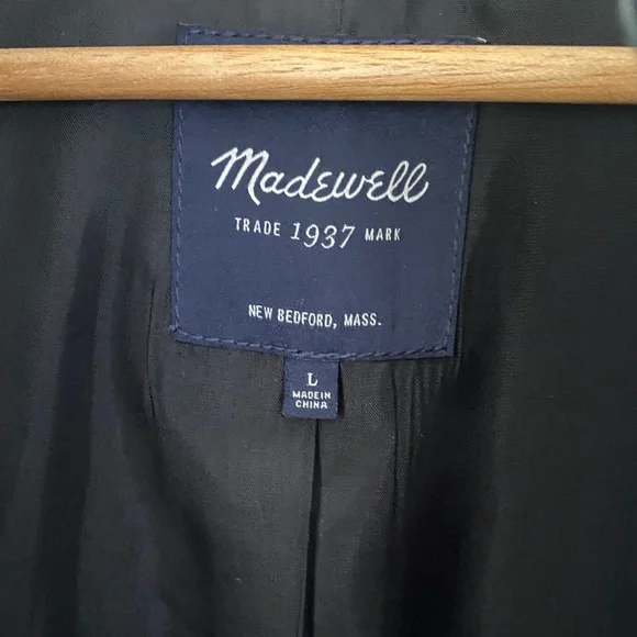 Woman’s Madewell Navy and Green Plaid Coat - Picture 3 of 4